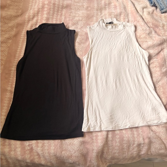 Express Tops - Express Mock Neck Tank Tops - Black & White Duo
